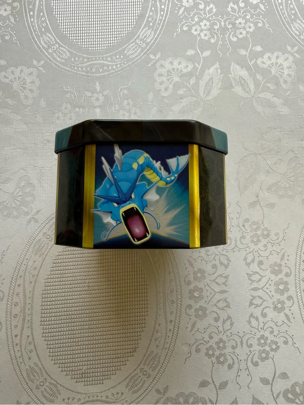 Pokémon Hidden Fates Trading Card Game Empty Tin Box with Gyarados Artwork Blue